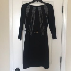 LBD Sheath with faux leather details